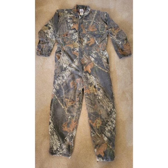 Fieldstaff Mossy Oak Insulated Coveralls Mens Large Breakup Camo - Vintage - Picture 2 of 11